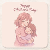 母の色お気に入りの母の日カード スクエアペーパーコースター (正面)