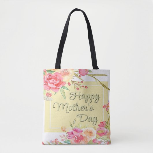 母の花の庭：幸せな母の日のトート トートバッグ (正面)