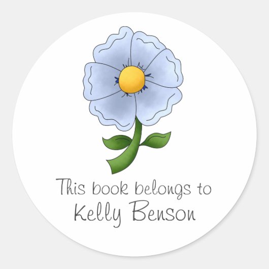 母の花 · 青い花 ラウンドシール (正面)