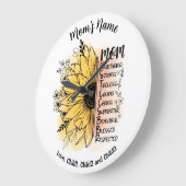 母の言葉ダリアフラワーカスタマイズ可能な子供の名前 ラージ壁時計 (傾斜)