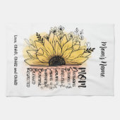 母の言葉パーソナライズされたダリアフラワーキッズママ名 キッチンタオル (横)