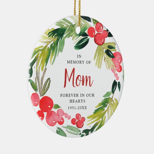 母の記念リースのパーソナライズされた記憶で セラミックオーナメント (右)