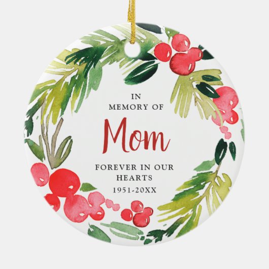 母の記念リースのパーソナライズされた記憶で セラミックオーナメント (裏面)