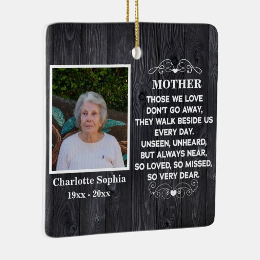 母の記念引用文カスタム写真と名前 セラミックオーナメント (右)
