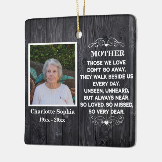 母の記念引用文カスタム写真と名前 セラミックオーナメント (左)