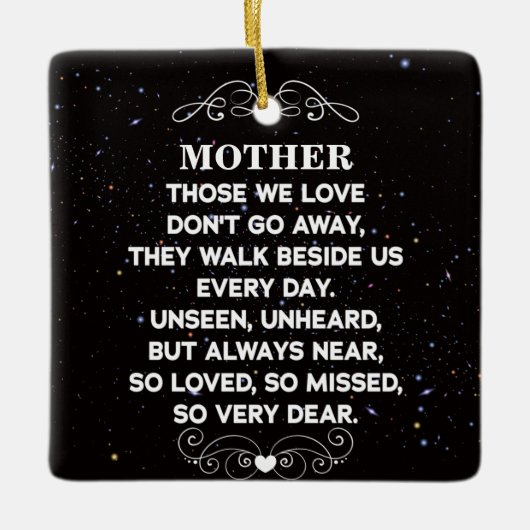 母の記念引用文カスタム写真と名前 セラミックオーナメント (正面)
