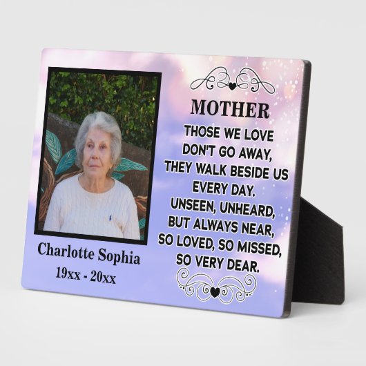 母の記念引用文カスタム写真と名前 フォトプラーク (側面)
