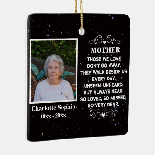 母の記念引用文カスタム写真と名前Ceram セラミックオーナメント (右)