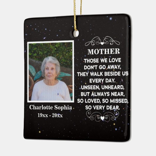 母の記念引用文カスタム写真と名前Ceram セラミックオーナメント (左)