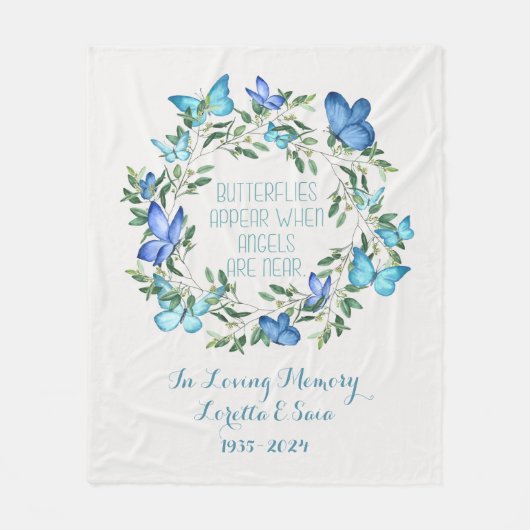 母の記念毛布の蝶の損失が現れる フリースブランケット (正面)