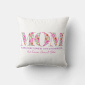 母の詩のもし母は花ピンクのフローラ文字だった クッション (裏面)