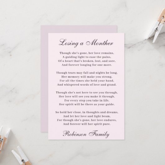 母の詩を失う カード (正面/裏面インサイチュ)