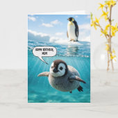 母の誕生日にペンギンの雛 カード (黄色い花)