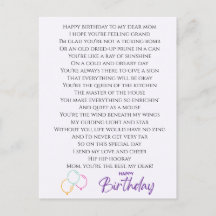 母の誕生日に面白い詩