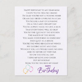 母の誕生日に面白い詩 ポストカード