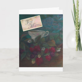 母の誕生日のいちごのティーカップ カード