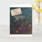 母の誕生日のいちごのティーカップ カード (黄色い花)