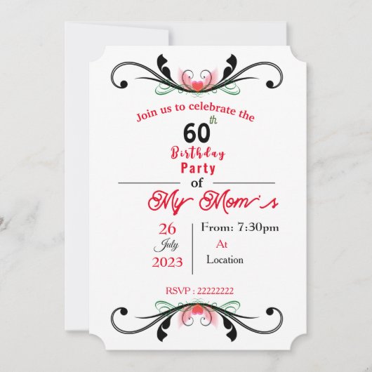 母の誕生日の招待状 招待状 (正面)