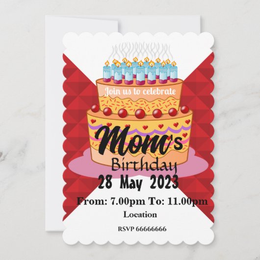 母の誕生日の招待状 招待状 (正面)