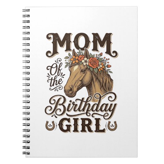 母の誕生日を祝う花柄の馬のヴィンテージウエスタンシャツ ノートブック (正面)