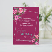 母の誕生日ピンクの花 カード (スタンド正面)