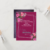 母の誕生日ピンクの花 カード (正面/裏面インサイチュ)
