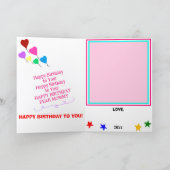 母の誕生日ピンクカップケーキにメッセージを書いて描く カード (内部)