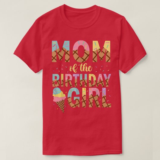 母の誕生日女の子のアイスクリーム1st誕生日ファ tシャツ (デザイン正面)