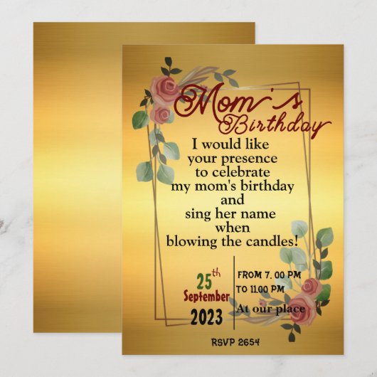 母の誕生日招待状 招待状 (正面/裏面)