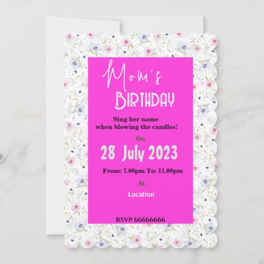 母の誕生日招待状 招待状 (正面)