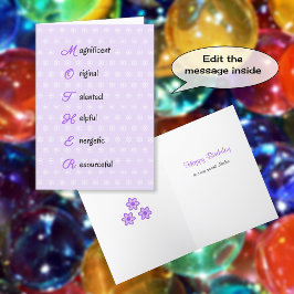 母の誕生日文字花パープル カード