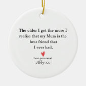 母の誕生日母の日の贈り物パーソナライズされた母 セラミックオーナメント (正面)