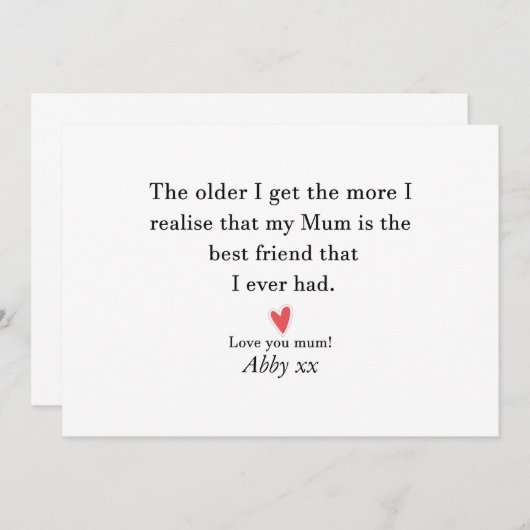 母の誕生日母の日の贈り物パーソナライズされた母 招待状 (正面/裏面)