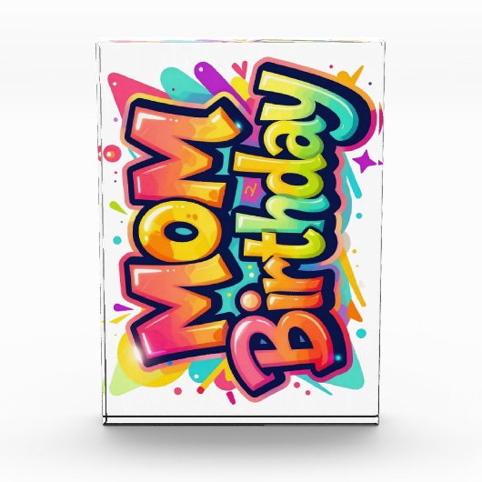 母の誕生日 レインボー グラフィティ ギフト 母親 フォトブロック (正面)
