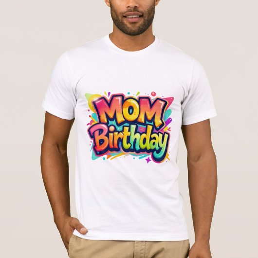 母の誕生日 レインボー グラフィティ ギフト 母親 Tシャツ (正面)