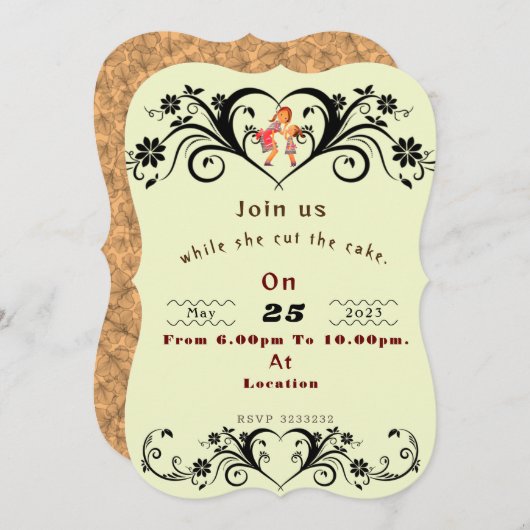 母の誕生日 招待状 (正面/裏面)