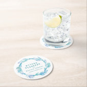 母の賛美ビーズ羽毛ボホティール(緑がかった色)アクア ラウンドペーパーコースター (インサイチュ)