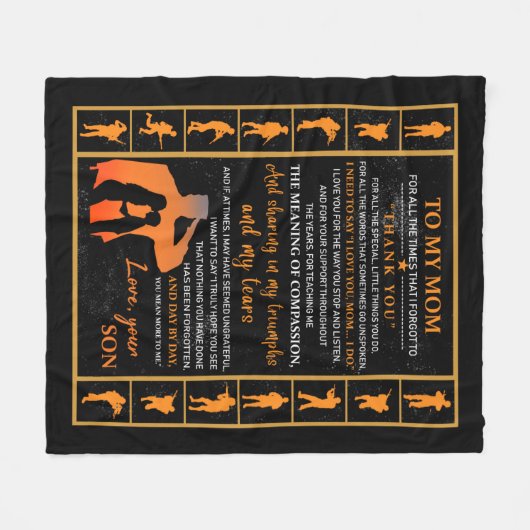 母の贈り物|母の愛を息子に伝える手紙 フリースブランケット (正面(横))