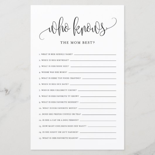 母の赤ちゃんシャワー最高のゲームを知る黒いスクリプト (正面)