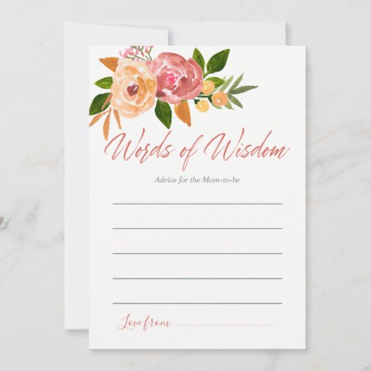 母の赤ちゃんシャワー用の水色フローラアドバイス 招待状 (正面)