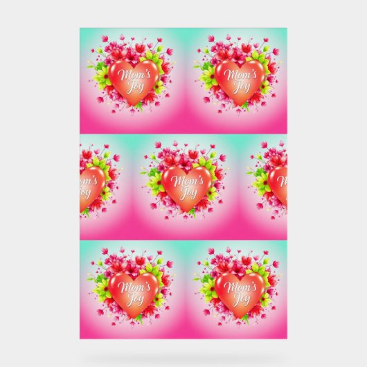 母の輝く喜びのハート アクリルサイン (正面)