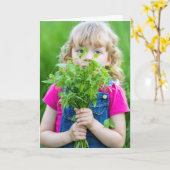 母の雑草の女の子 カード (黄色い花)