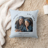 母の青い写真の子供 クッション (ブランケット)