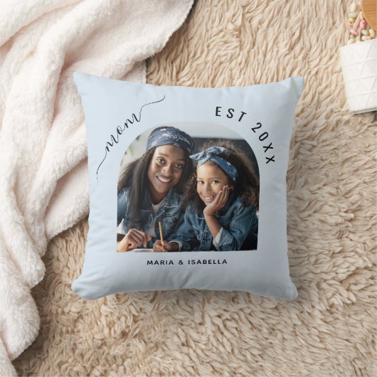 母の青い写真の子供 クッション (ブランケット)