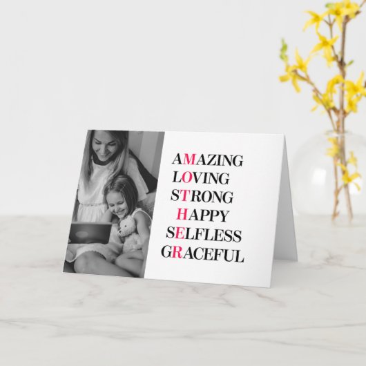 母の頭字語の写真 カード (黄色い花)