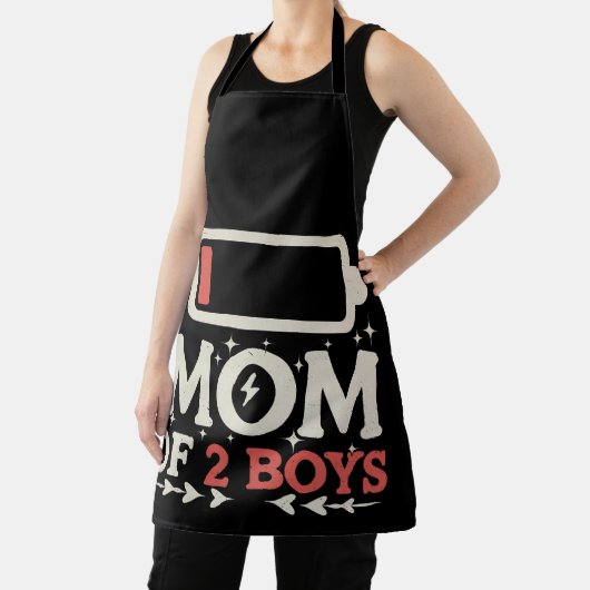 母の2男の子の低電池おもしろい母の日 エプロン (インサイチュ)