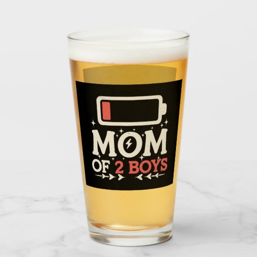 母の2男の子の低電池おもしろい母の日 タンブラーグラス (ドリンク正面)