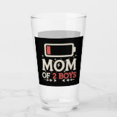 母の2男の子の低電池おもしろい母の日 タンブラーグラス (正面)