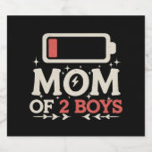 母の2男の子の低電池おもしろい母の日 ビールラベル (シングルラベル)