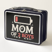 母の2男の子の低電池おもしろい母の日 メタルランチボックス (正面)